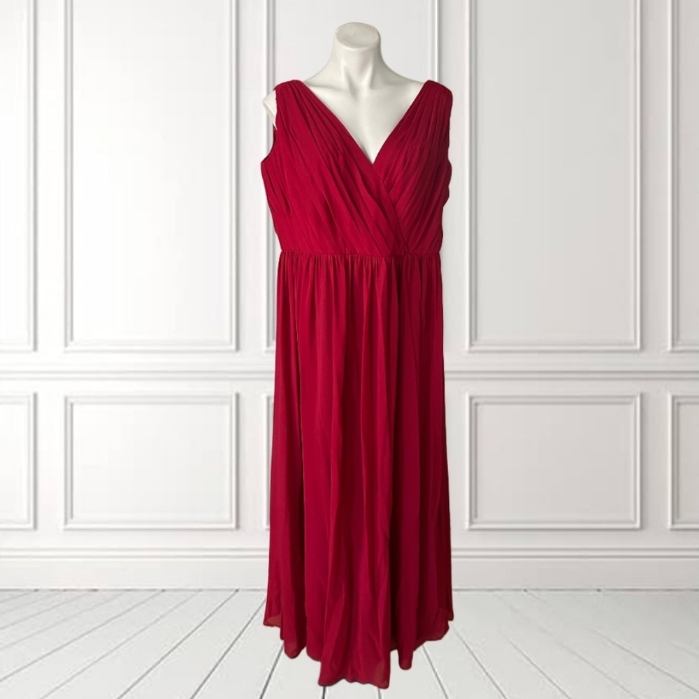 Simply Bridal Vibrant Red V-Neck Sleeveless Dress